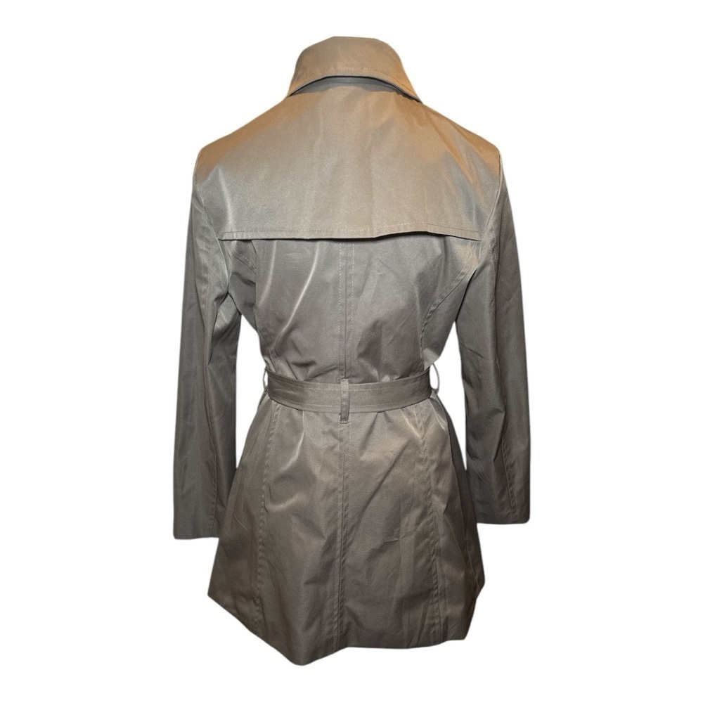 SANDRO Trench Coat Womens M Brown Taupe Rain Ruffle Belted Luxe City Girl - Picture 7 of 7